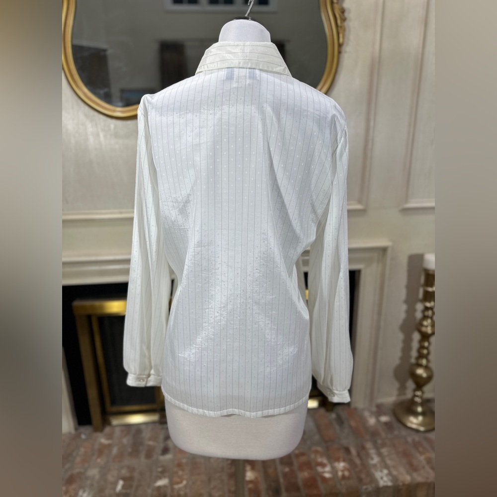 Jerrie Lurie Collectibles Vintage White Striped Button Down Shirt M/L Sheer - Picture 5 of 8
